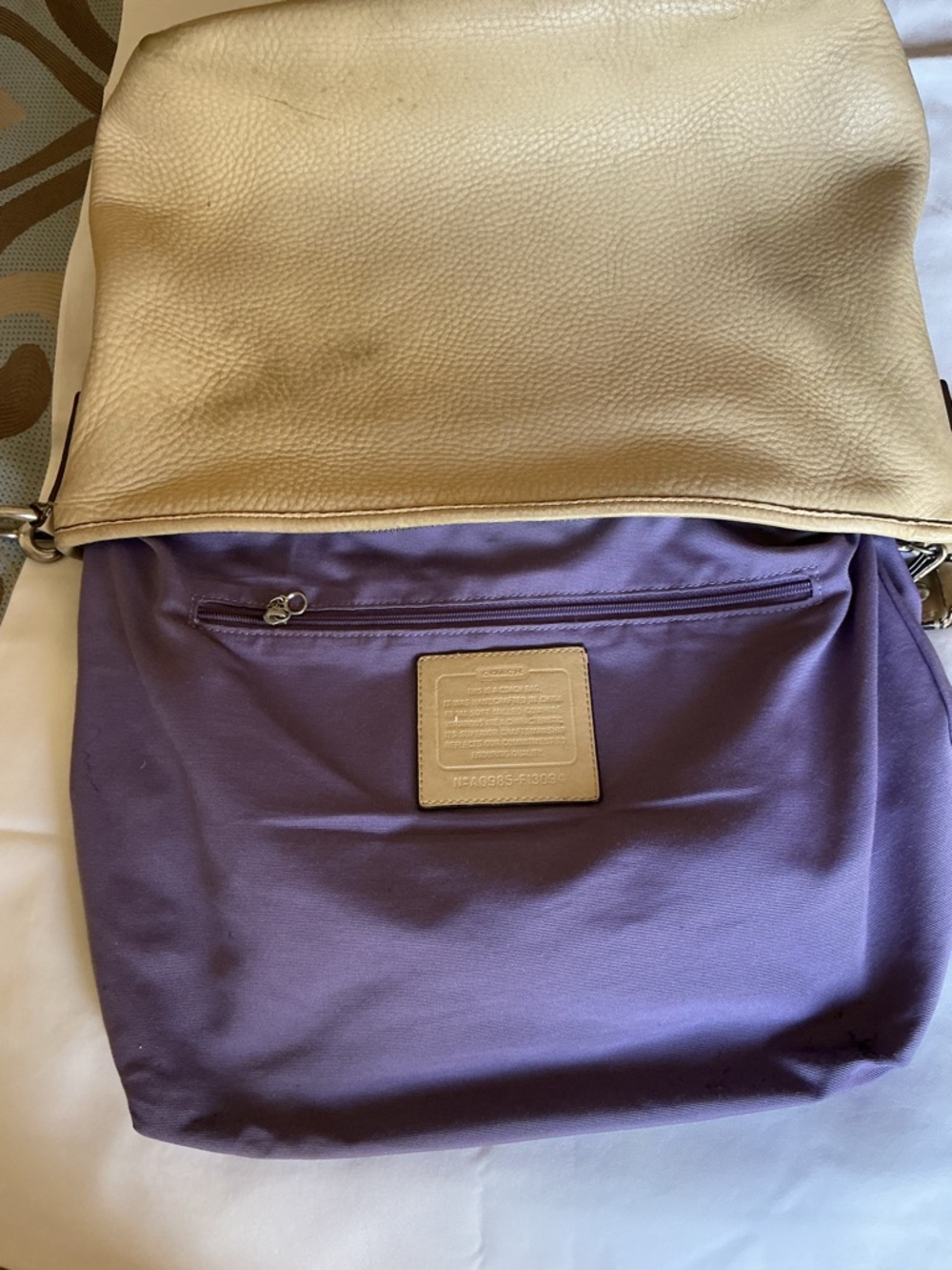 Coach Pebbled Pale Yellow Leather Shoulder Bag - Picture 7 of 12